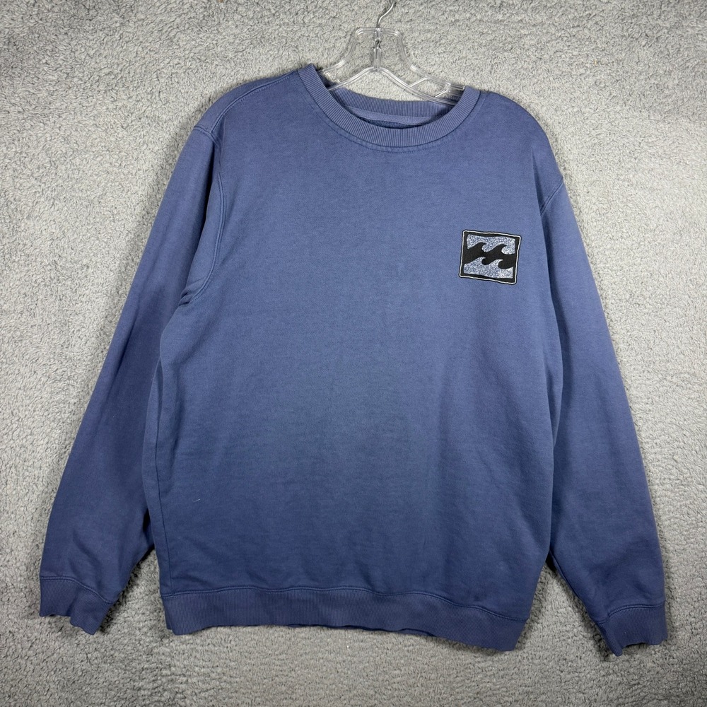 Billabong Mens XL Blue Wave Graphic Crewneck Sweatshirt Surf Pullover Fleece